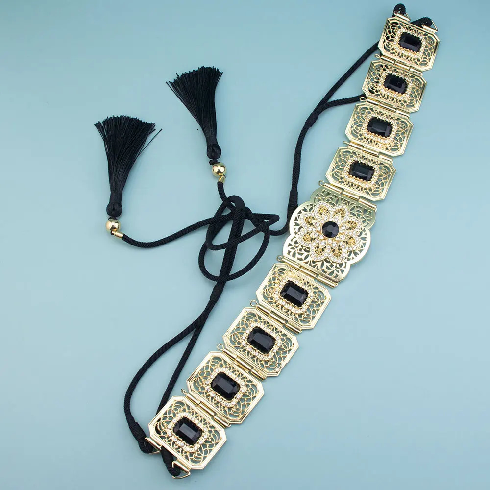 Poyasa Arabic Women Dress Belt Moroccan Caftan Belt Gold Color Metal Wait Chain Adjustable Length For Women Party 250225