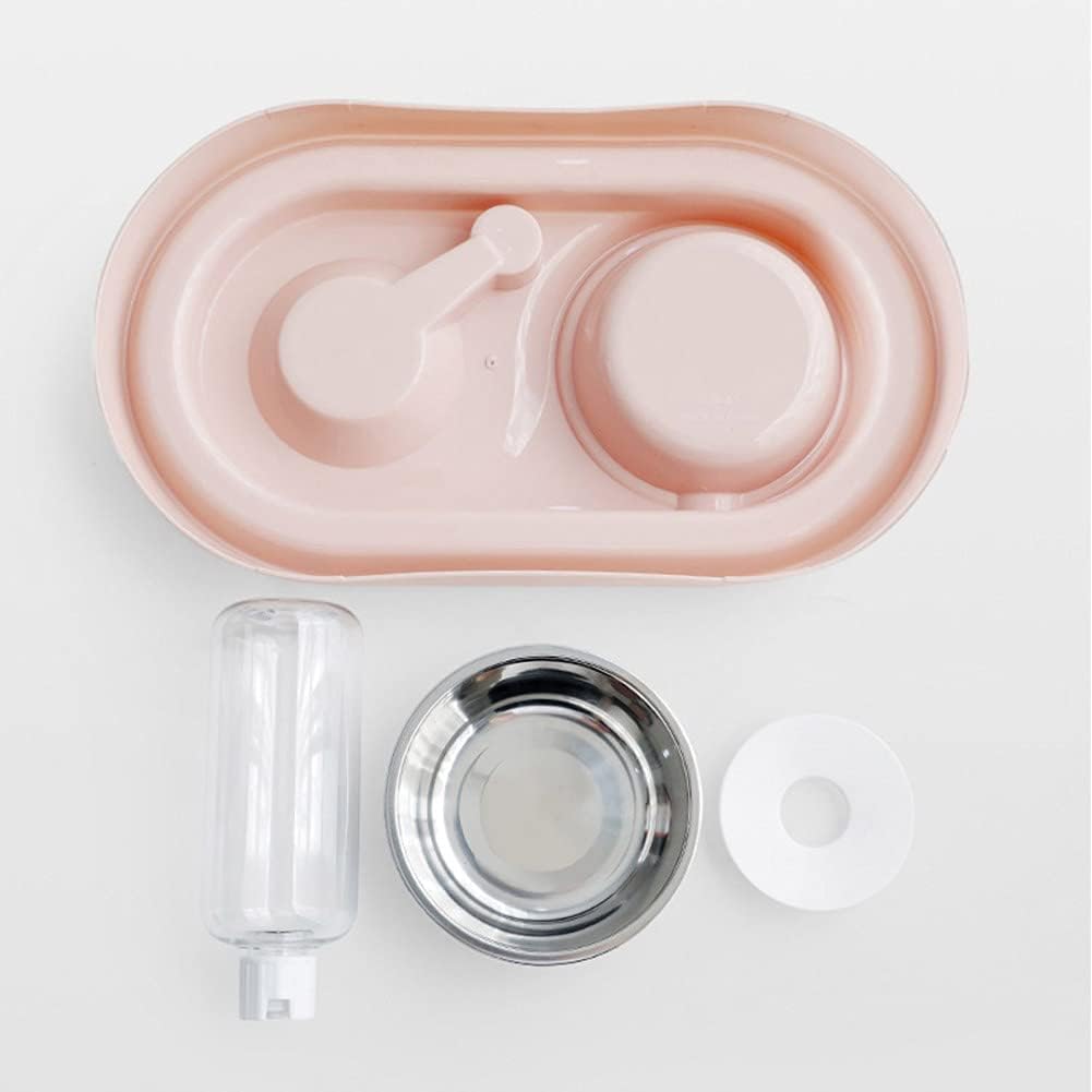 Pet water and food bowl set with automatic water dispenser bottle Detachable stainless steel bowl spill-proof pet feeder