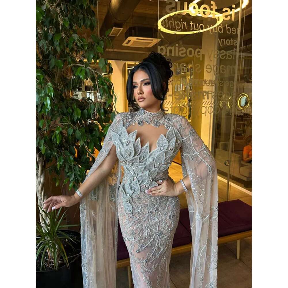 Crystal Mermaid Ball Dress for Women Collar Sexy Evening Party Dresses Exquisite Design prom Dubai High Quality