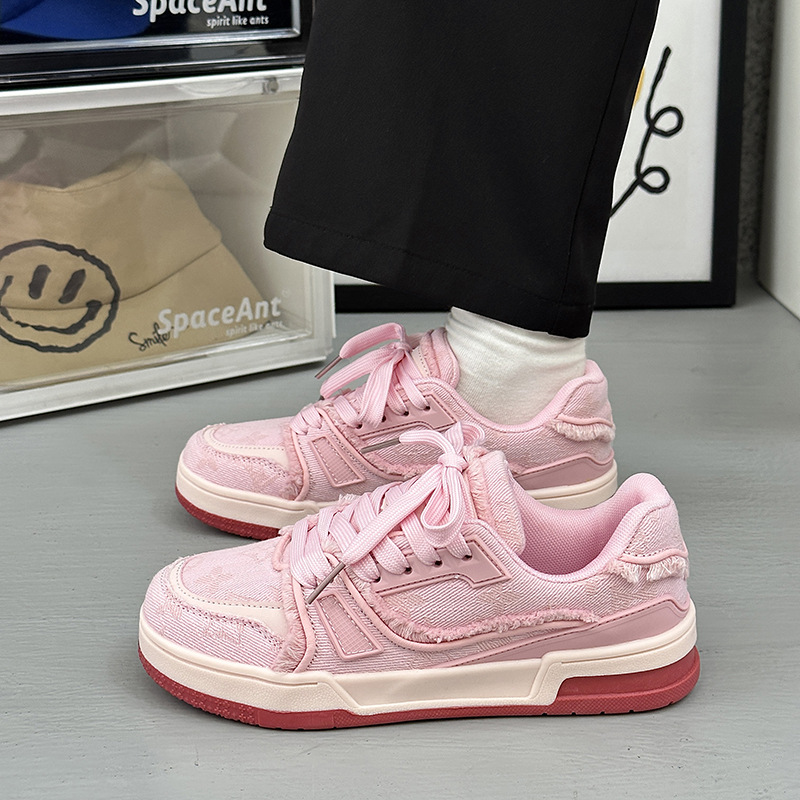 Grey denim beard edge hot retro bread women lovers niche sports casual shoes for men summer 2025s 36-46 New Pink Yellow