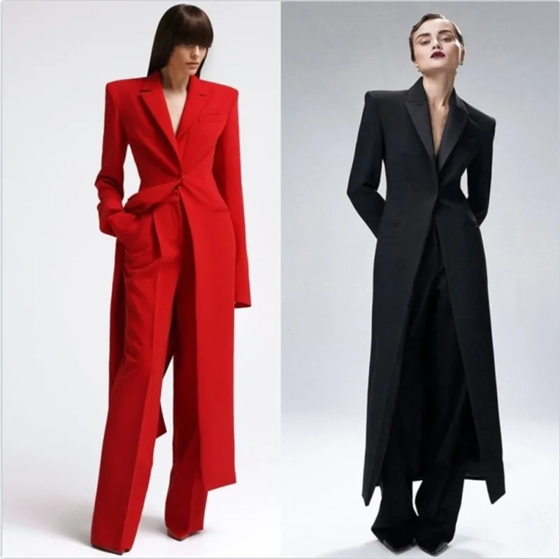 Long Women Suits Set Elegant For Wedding Blazer Party Tuxedo Office Lady JacketPants 2 Pieces Prom Dress Custom Made
