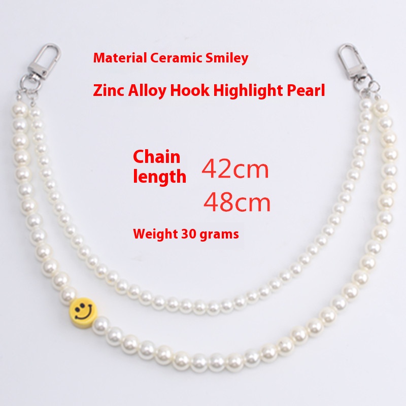 Pearl smiley necklace fashionable versatile jeans pants chain