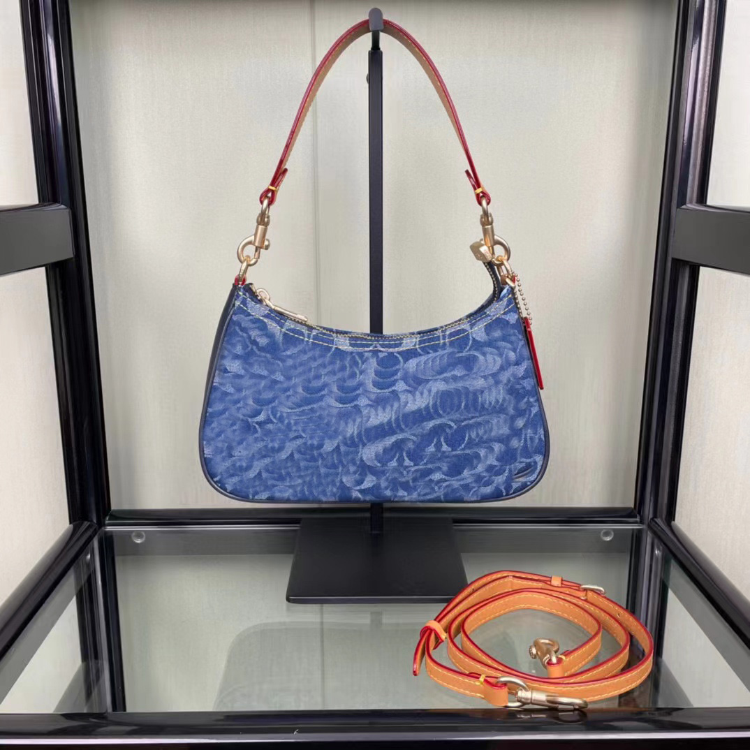 Teri Crossbody Bag In Signature Denim caf82 Women Shoulder Bag Teri Hobo Half-moon Ladies Baguette Chain Strap Croissant Bags