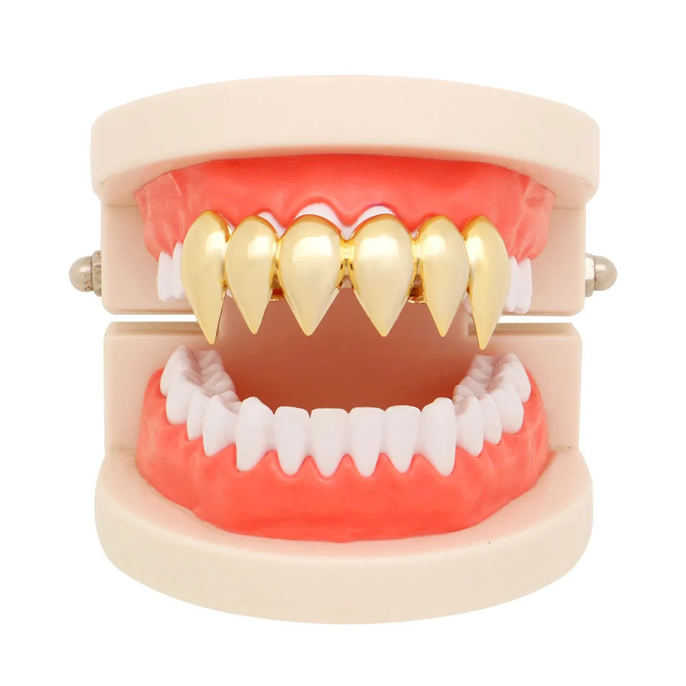 Fangs Shape Teeth Top Bootom Dental Mouth Caps Cosplay Party Rapper Hip Hop Jewelry TG076 250220