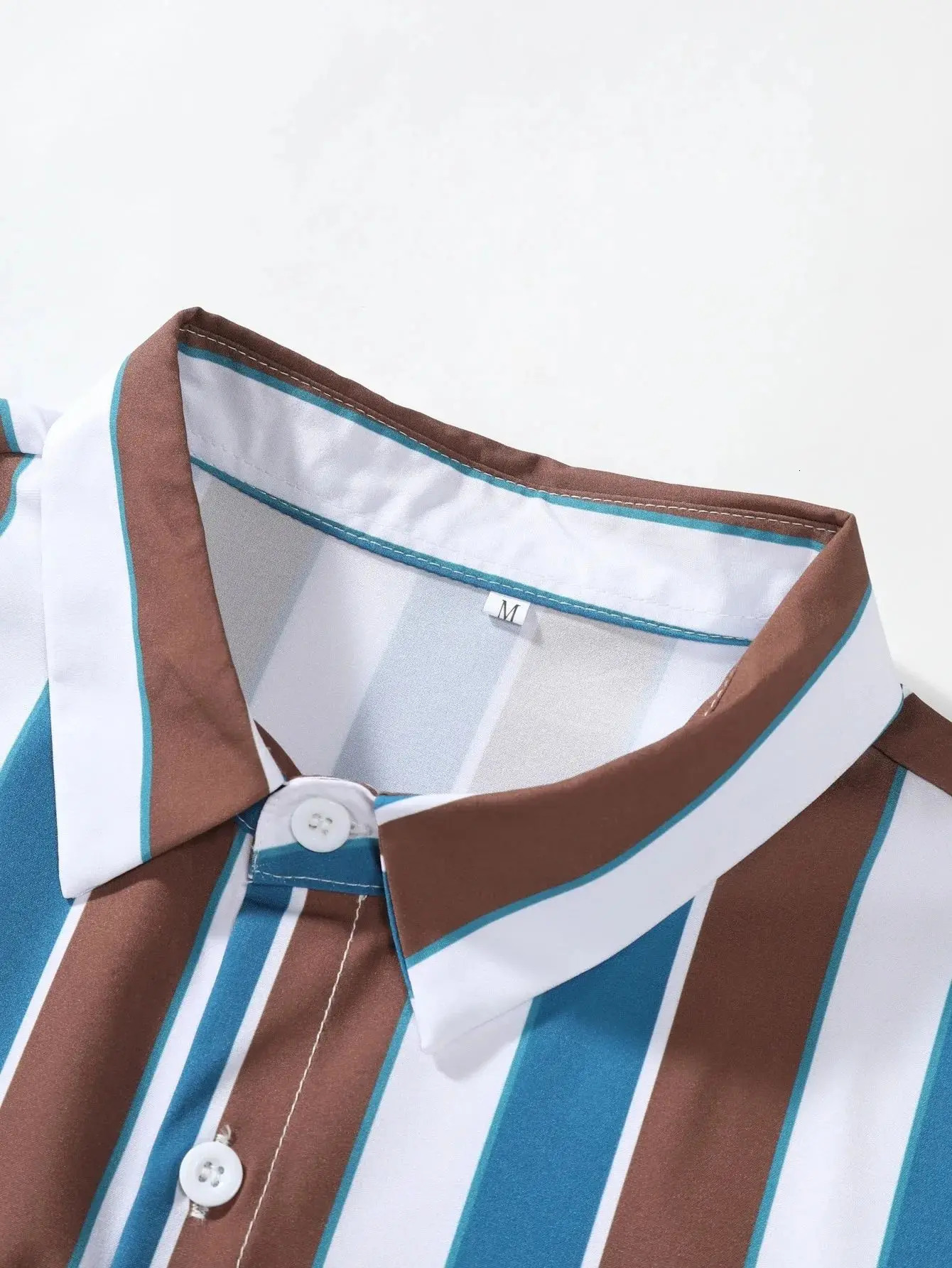 Summer Fashion Mens Casual Short Sleeve Shirts Mens Commuting Daily Wear Striped Printed Tops Extra Large Size S-5XL 250226