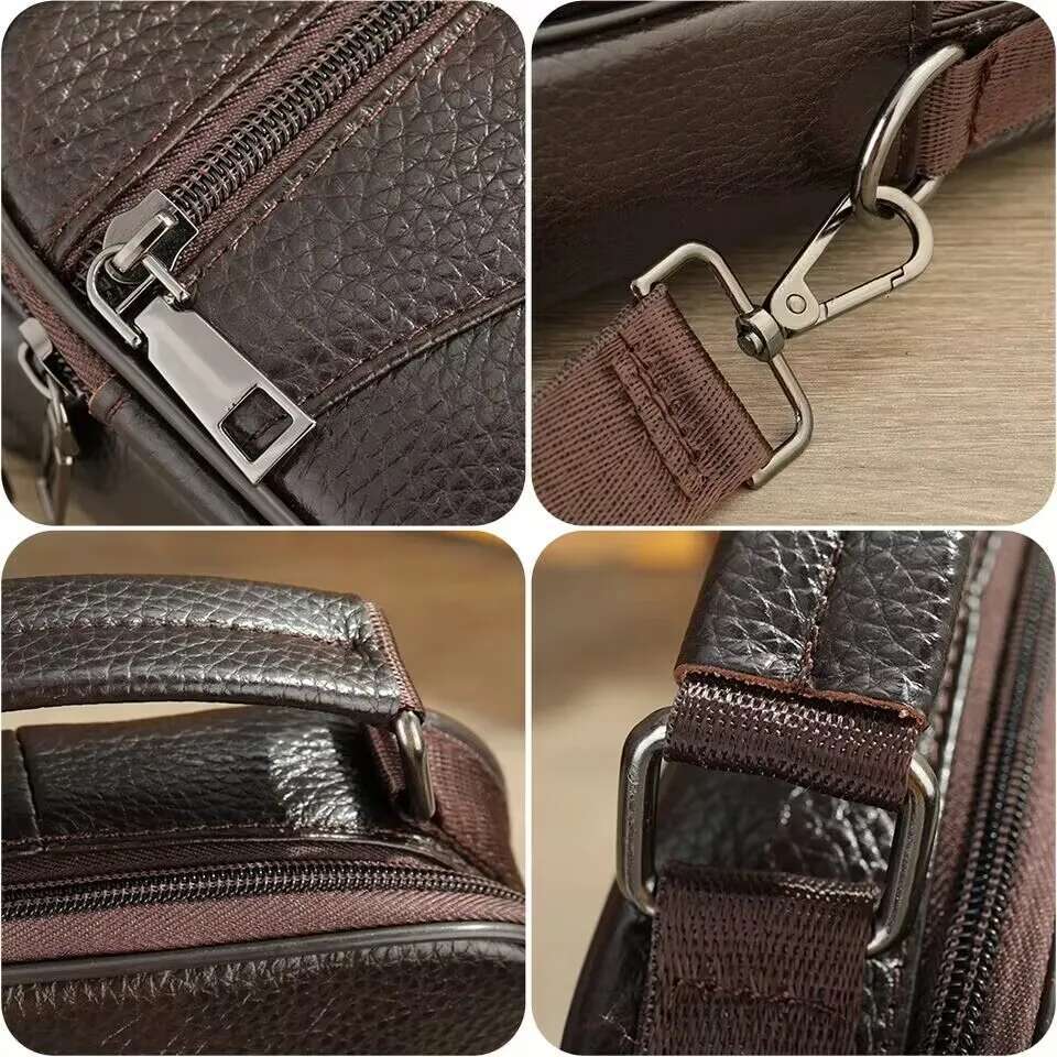 Black Men's Natural Shoulder Small Male Genuine Leather Handbag Easy Travel Crossbody Quality Messenger Bag