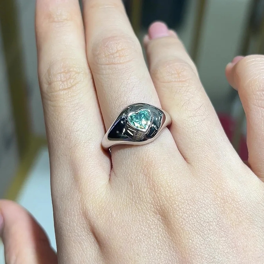 Halaile D Color S925 Sterling Silver Love Heart Solitaire Ring with GRA Sparkly Fine Jewelry Women Mens Wedding Gift 250220