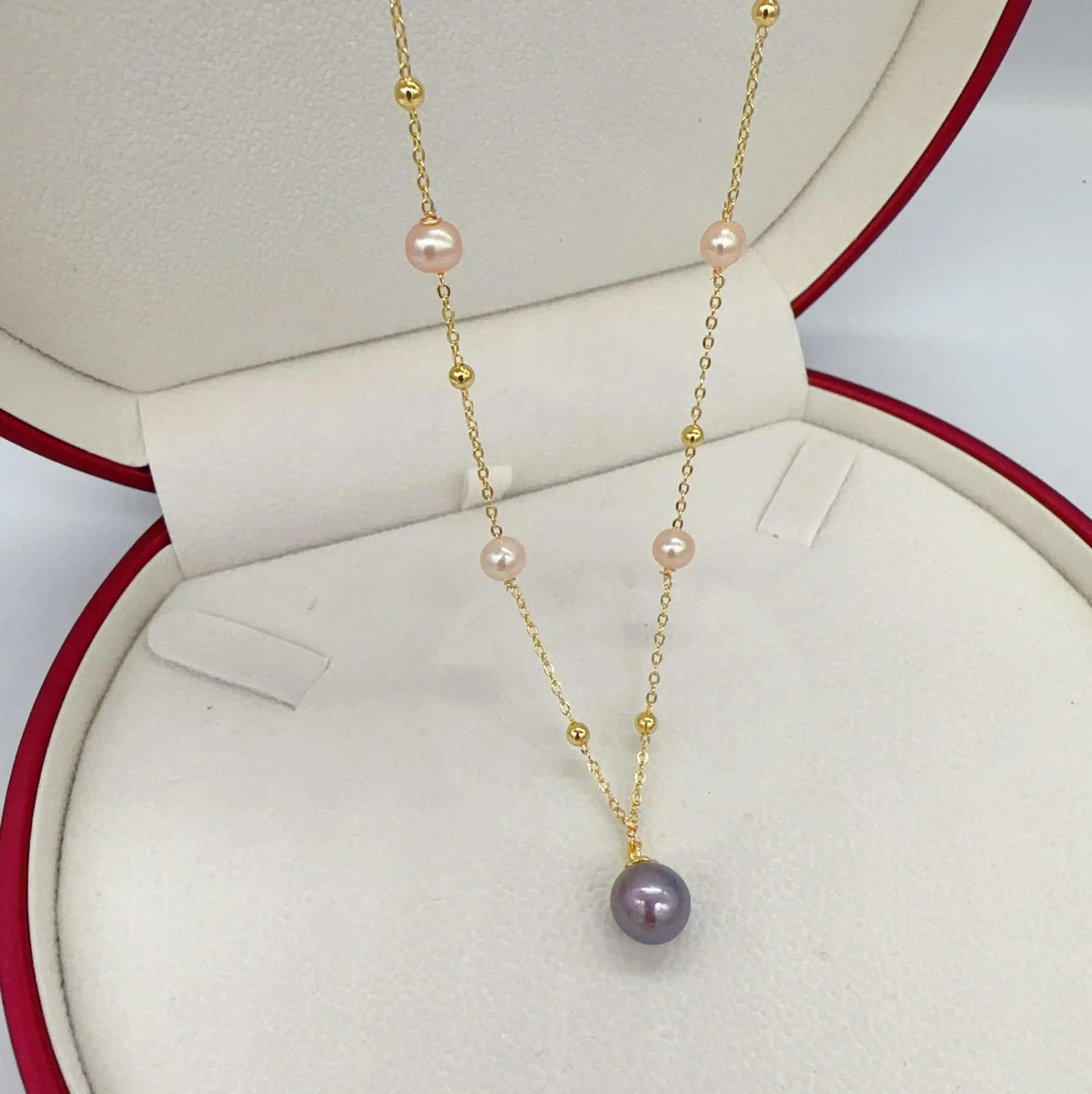 Arrival 100% Natural Freshwater Pearl Necklace 18K Gold Plated Babysbreath Big Round Pearl Pendant Jewelry For Women Gift 250222