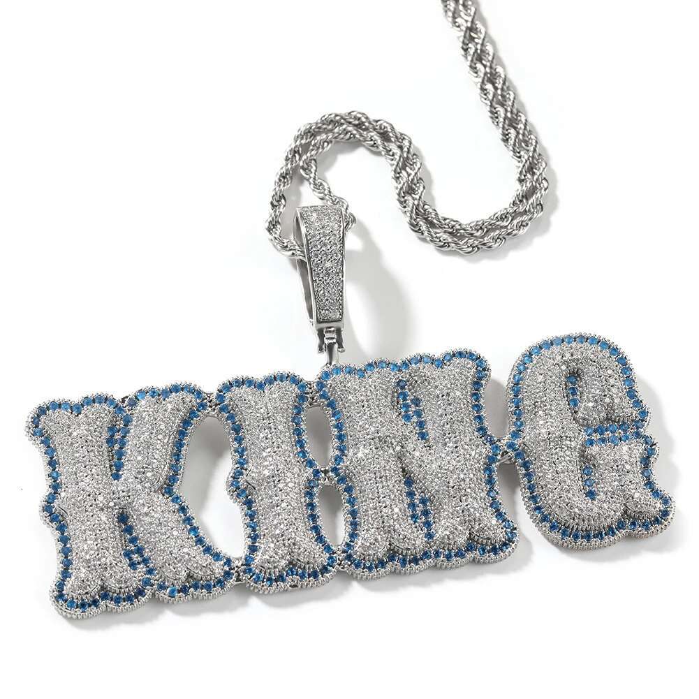 TBTK Custom Bold Spiny Letters Two Tone Pendant Micro Paved Cubic Zirconia Personalized NamePlate Necklace Hiphop Jewelry