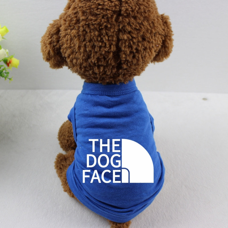 Simple Solid Color Dog T-shirt with Simple Print THE DOG FACE, Pure Cotton Dog T-shirt Vest, Comfortable and Breathable Dog Shirts for Small Medium La