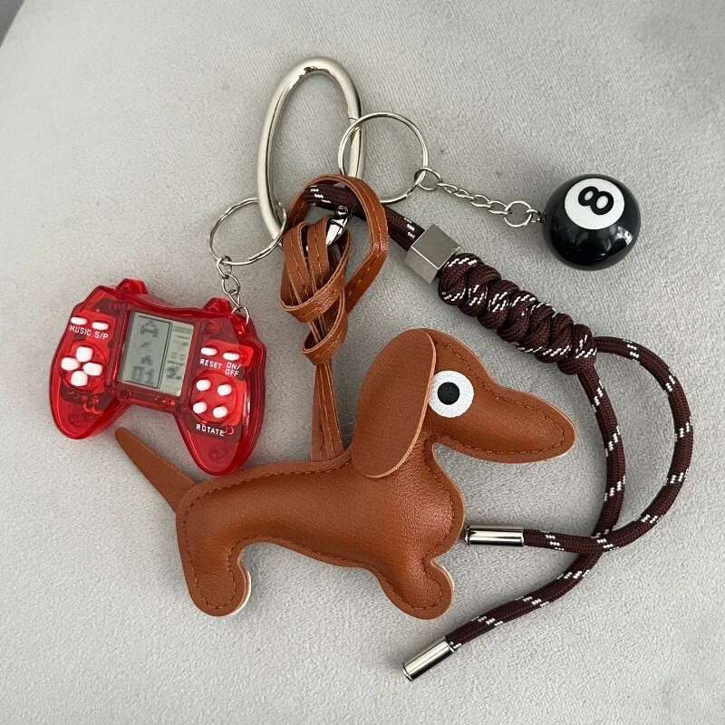Chocolate Sausage Dog Baseball Car Keychain Tennis String Simple Trendy Bag Pendant Cute Fashion Knot Doll Hanging Decorations