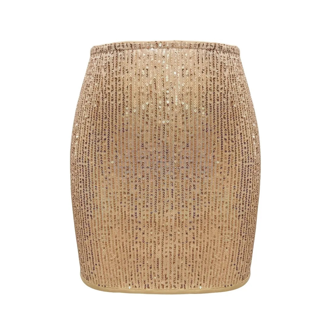 Women Fashion With Sequined Glod Black Silver Side Short Pencil Mini Skirt Vintage High Waist Female Chic Lady Skirts Summer 250226