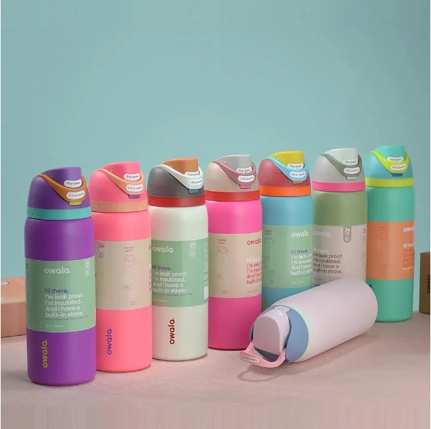 US Water STOCK Bottles Tumbler 19oz 24oz 32oz OWALA Large Capacity Stainless Steel Insulated Cup Outdoor Sports Water Bottle Bounce Portable Handheld Water Cup