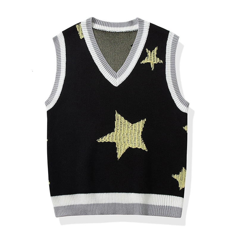 A Mesh Vest Sleeveless Sweaters Men Autumn Streetwear Knitted Hip Hop Pullover Vests Top Harajuku Couple 250225