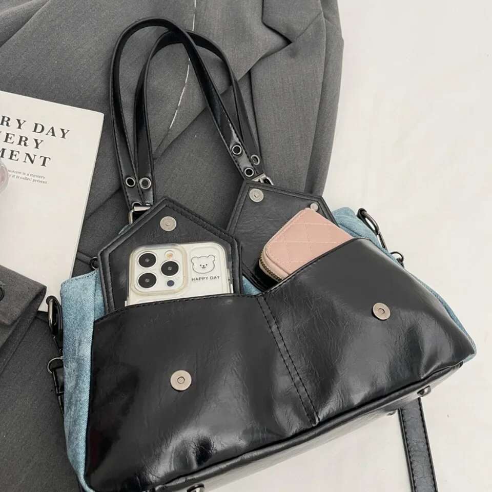 New Large Capacity Retro Shoulder Splicing Women's Shoulder Bag Simple Multi Functional Soft Leather Handbag Designer Crossbody Bag