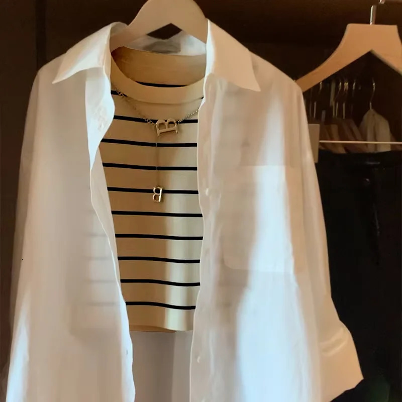 2025 Basic Bottoming Striped Chain Elasticity Vests Women Tank Camis Spring Autumn Wild Crop Short Top 250226