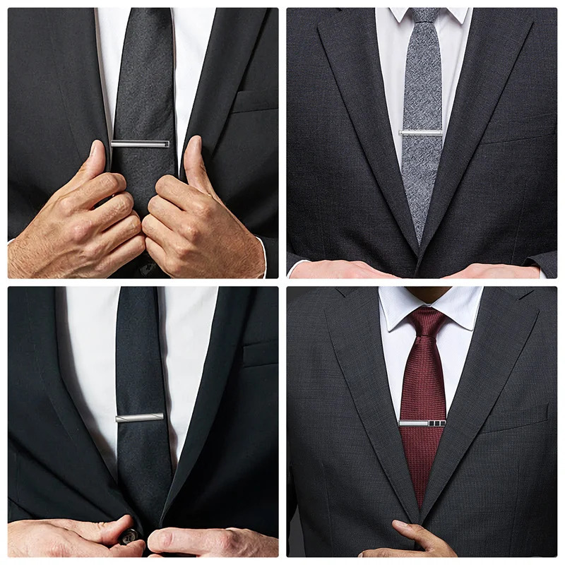 8 PCS Short Tie Clips Set With Gift Box Mens Tie Clip Tie Pin Accessories Man Shirt Cufflinks Men Cuff Gift For Husband Gadgets 250225