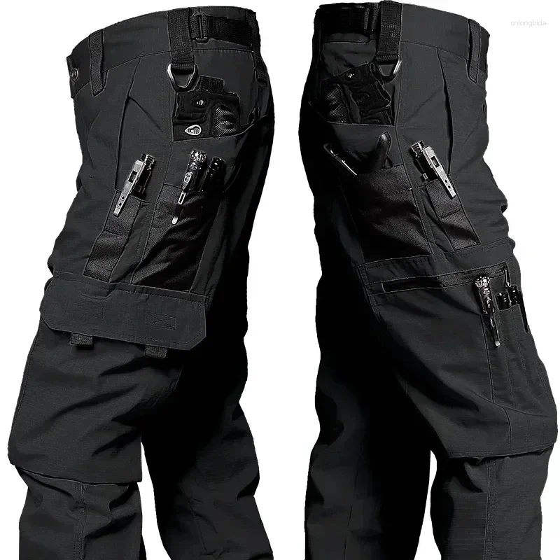 Mens Pants Outdoor Work Tactical Mens Waterproof Cargo Trousers Spring Multi-pocket Wear-Resistant Hiking Training Overalls