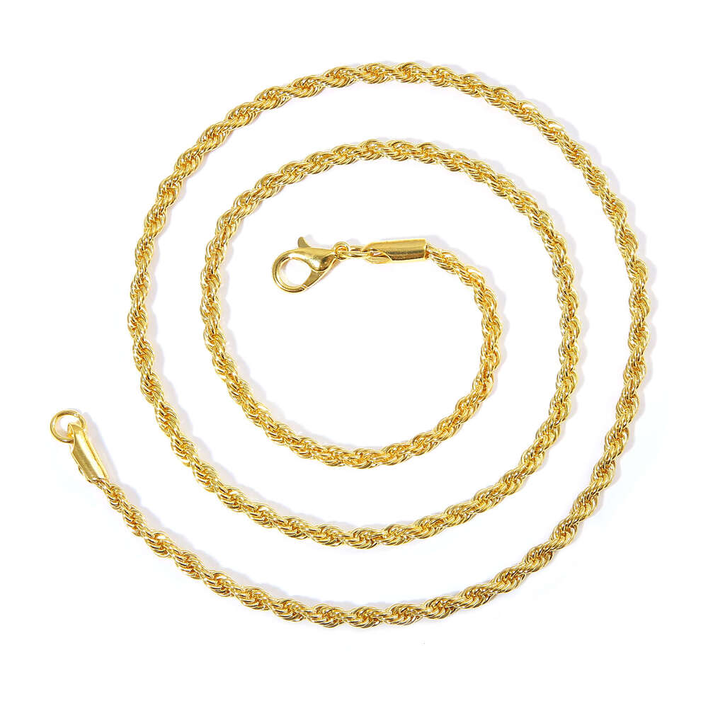 Men's 3mm Fried Dough Twists hip-hop trend twisted rope with chain men's necklace