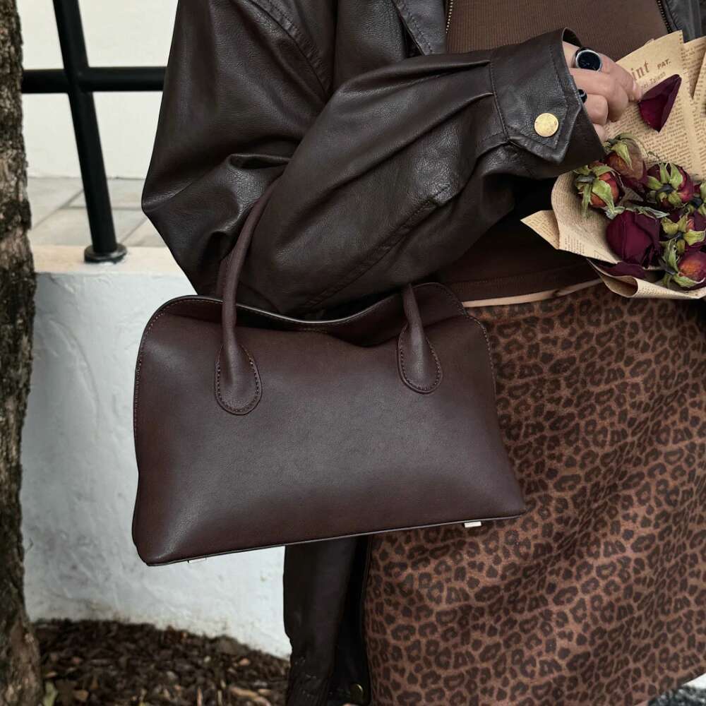 Motingsome Shoulder Crossbody For Women First Layer Cow Genuine Leather Handbag French Retro Daily Bag Satchel 2025