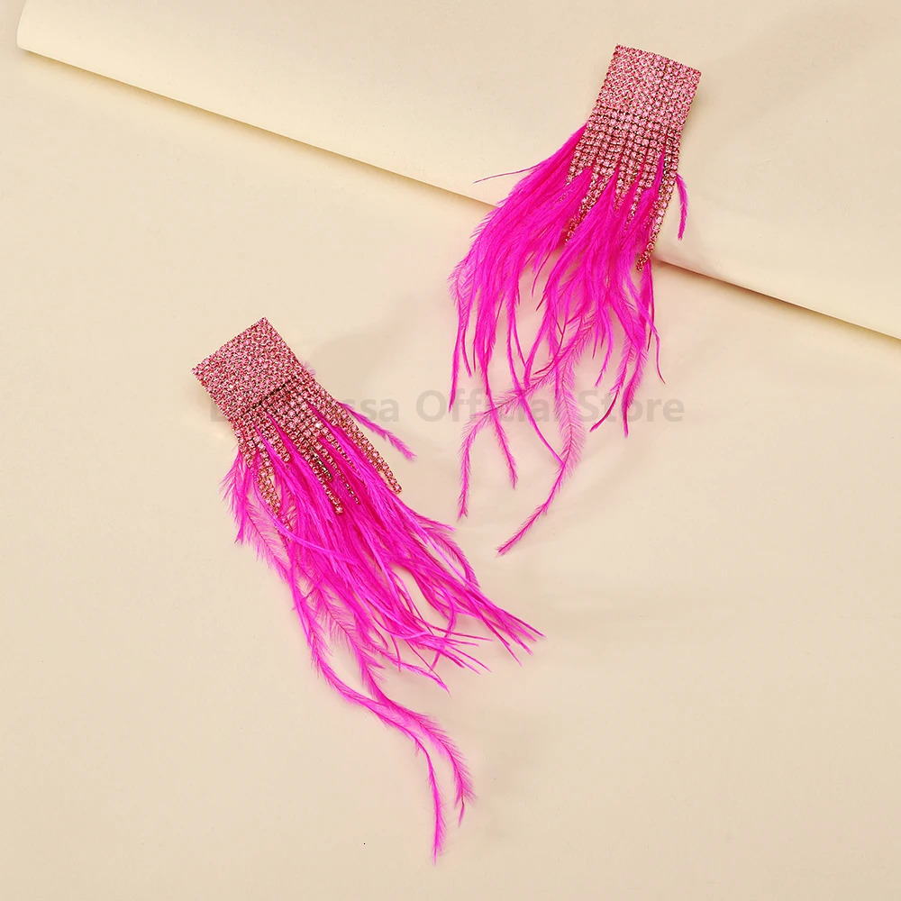 Charm Elegant Feather Tassel Bride Wedding Party Pendant Jewelry Trend Holiday Decor Dangle Drop Earrings For Women Gift 250225