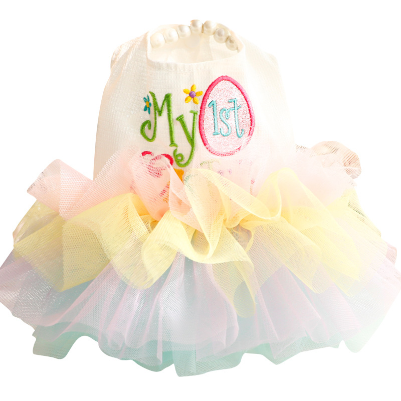 New Dog Summer Princess Dress Colorful Embroied Dog Gauze Skirt Cute Spring Summer Dog Apparel
