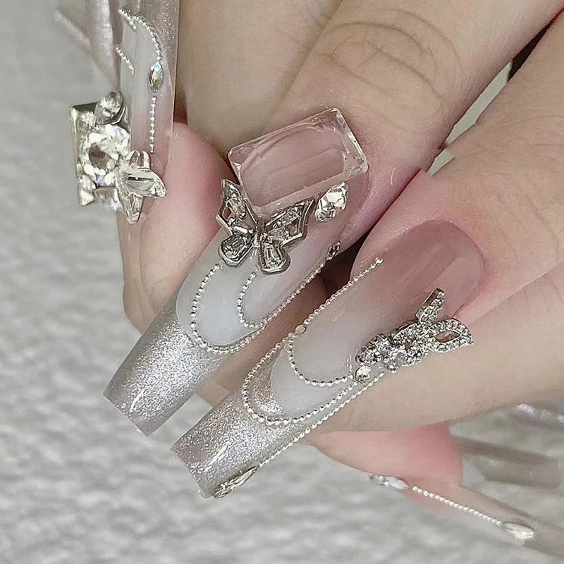 5060Pcslot 3D Butterfly Alloy Nail Charms Bowknot n Jewelry Gold Silver Hollow Art Decoration Accessory Bulk 250217