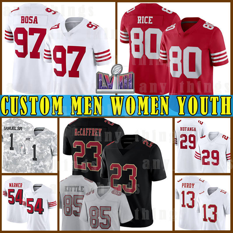 Brock Purdy Football Jersey San Franciscos 49erss Christian McCaffrey George Kittle Deebo Samuel Fred Warner Nick Bosa Ricky Pearsall Jauan Jennings Brandon Aiyuk