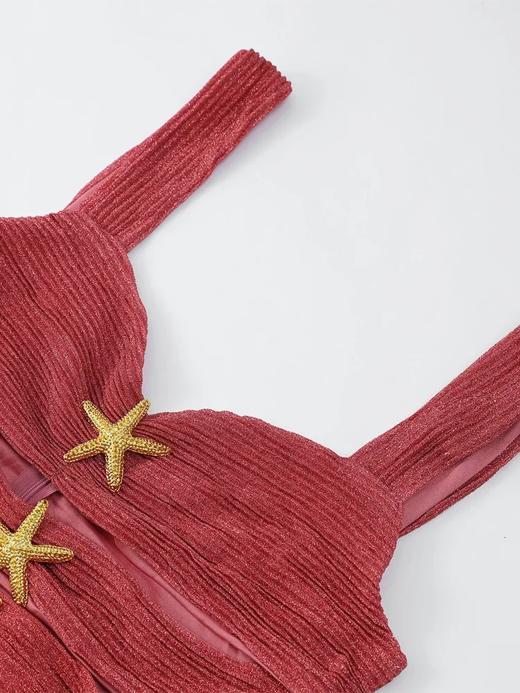 Hollow Out Starfish Sequin Slim Dresses Womens Sleeveless Backless Ruffle Hem Mini Vestidos Fashion Club Party Holiday Dress 250225