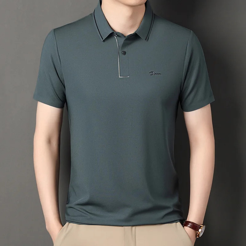 High end polo shirt comfortable and breathable T-shirt mens short sleeved fashionable and handsome embroidered and casual 250225