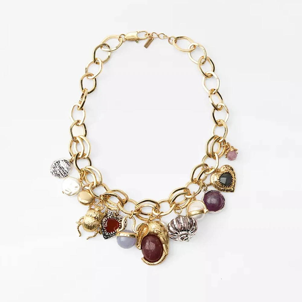 ZAA Luxurious Animal Dangle Earrings Vintage Resin Gemstone Earrings and Necklace Sets Jewelry for Parties and Banquets 250225