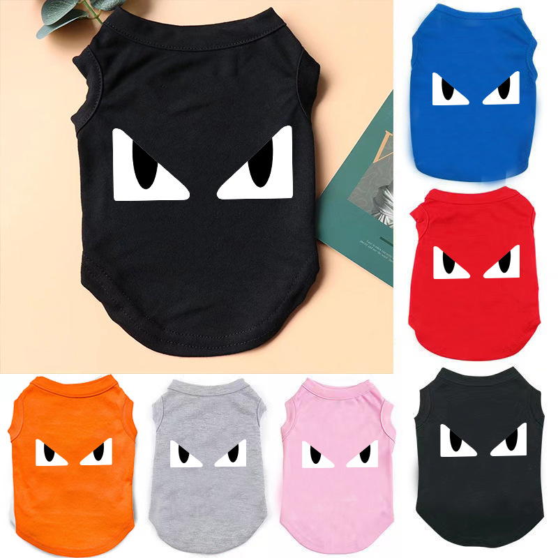 Dog Shirts Cat Apparel Simple Solid Color with Handsome Eye Print, Lightweight and Breathable Pet T-Shirts, Summer ClothesVest for Dogs Puppy Boy Girl