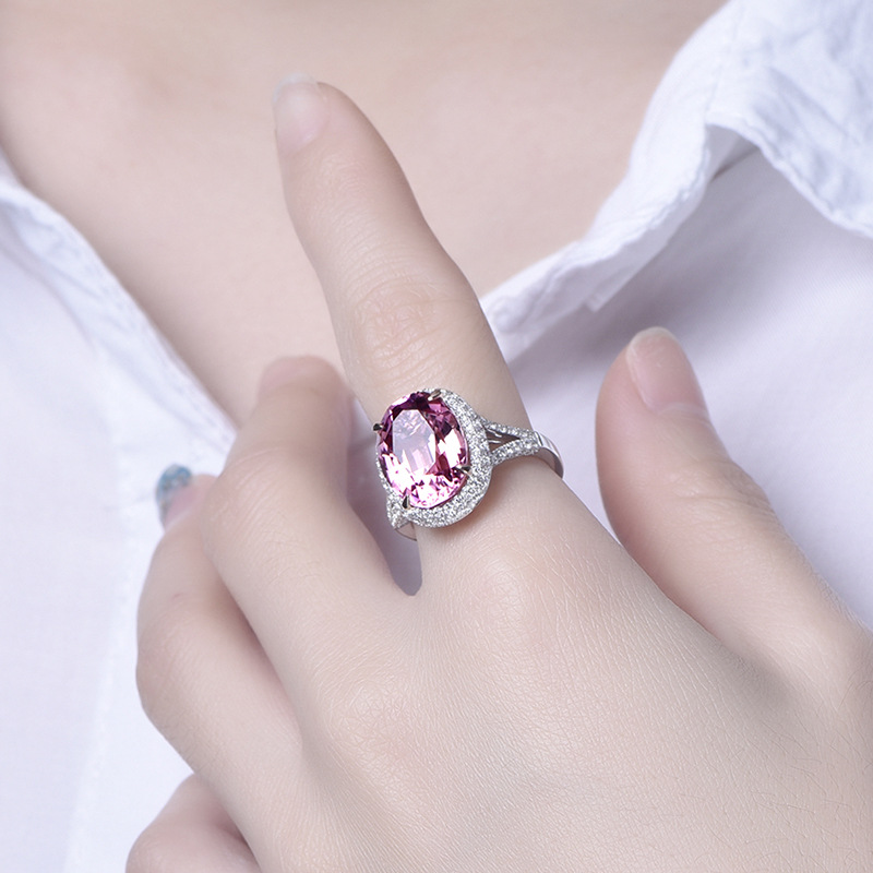 25 Gorgeous Luxury Jewelry Wedding Designer Rings 925 Sterling Silver Large Oval Cut Multi Color 5A Cubic Zircon CZ Diamond Gemstones Party Eternity W