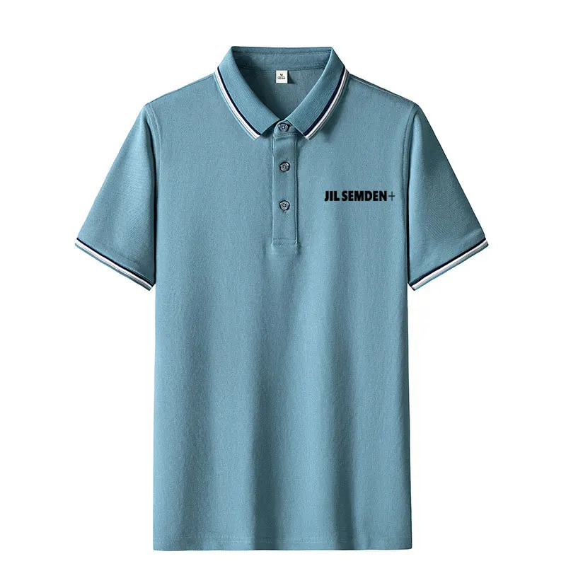 JIL SEMDEN striped polo shirt mens summer ice silk mens t-shirt business fashion mens short sleeved lapel light 250226