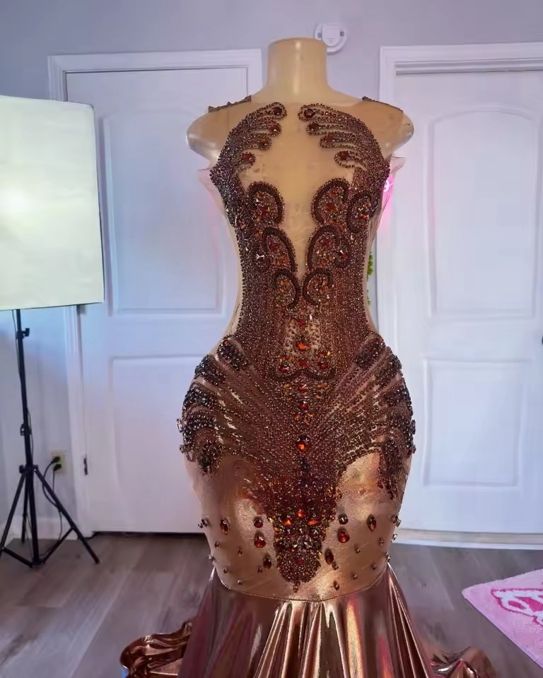 Stunning Brown Prom Dresses For Black Girls 2025 Rhie Mermaid Evening Gowns African Women Long Party Dress Customized