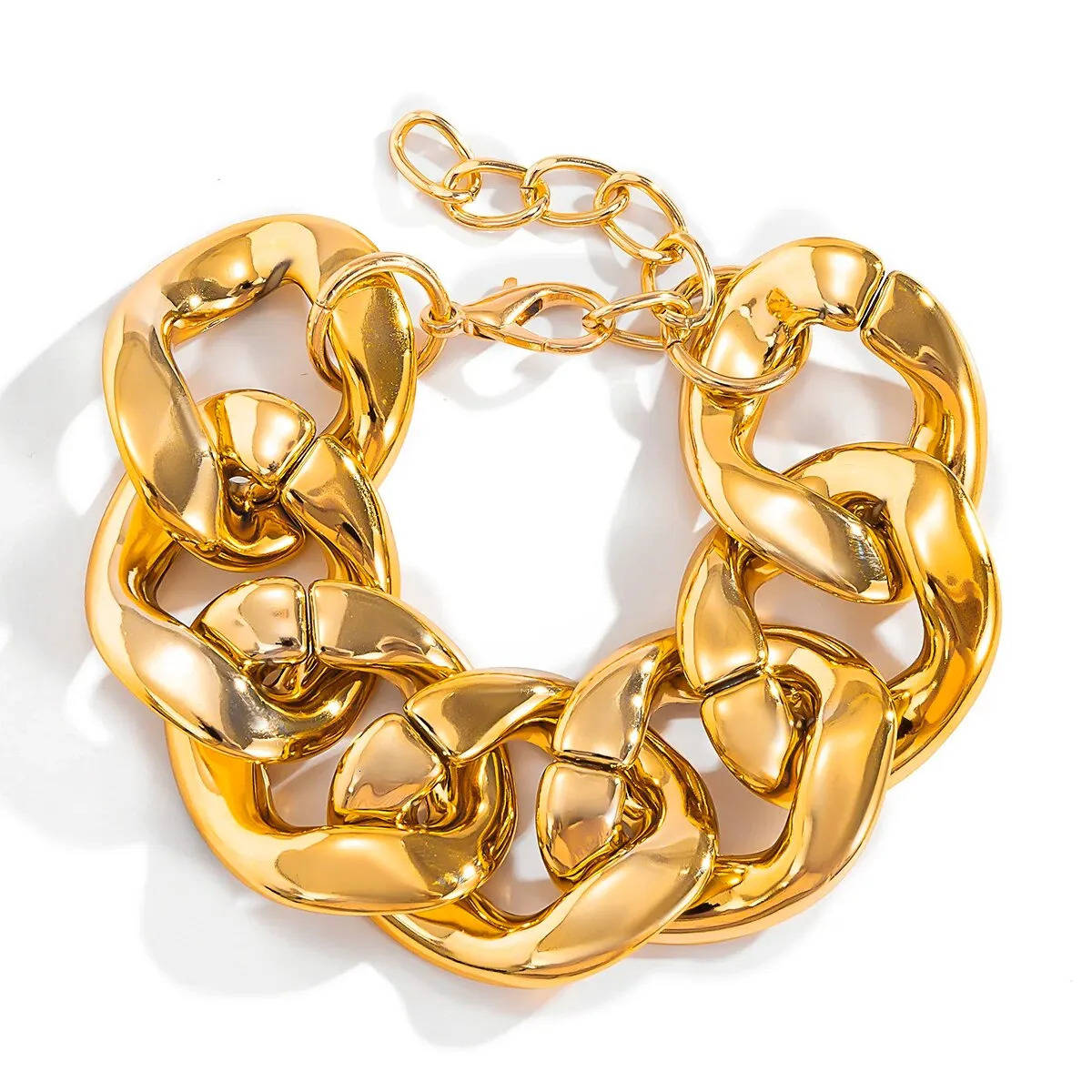 Exaggerated Acrylic CCB Big Chain Bracelets for Women Vintage Punk Cuban Curb Link Charm Bangles Couple Jewelry Steampunk Men 250225