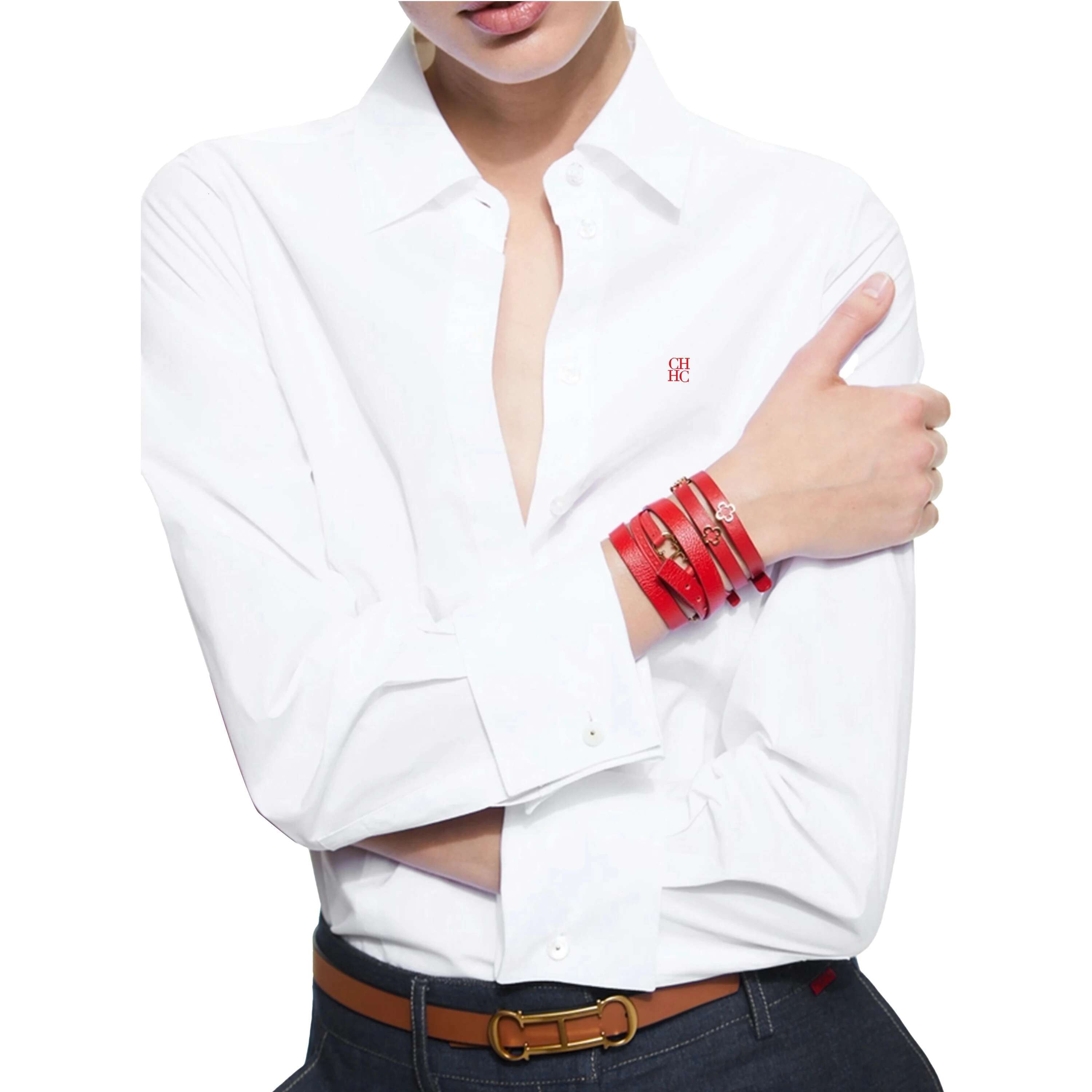 CHCH 2024 Summer New Women Solid Color Slim Shirt Waist Design Vintage Female Blouses Fashion Office Ladies Shirts