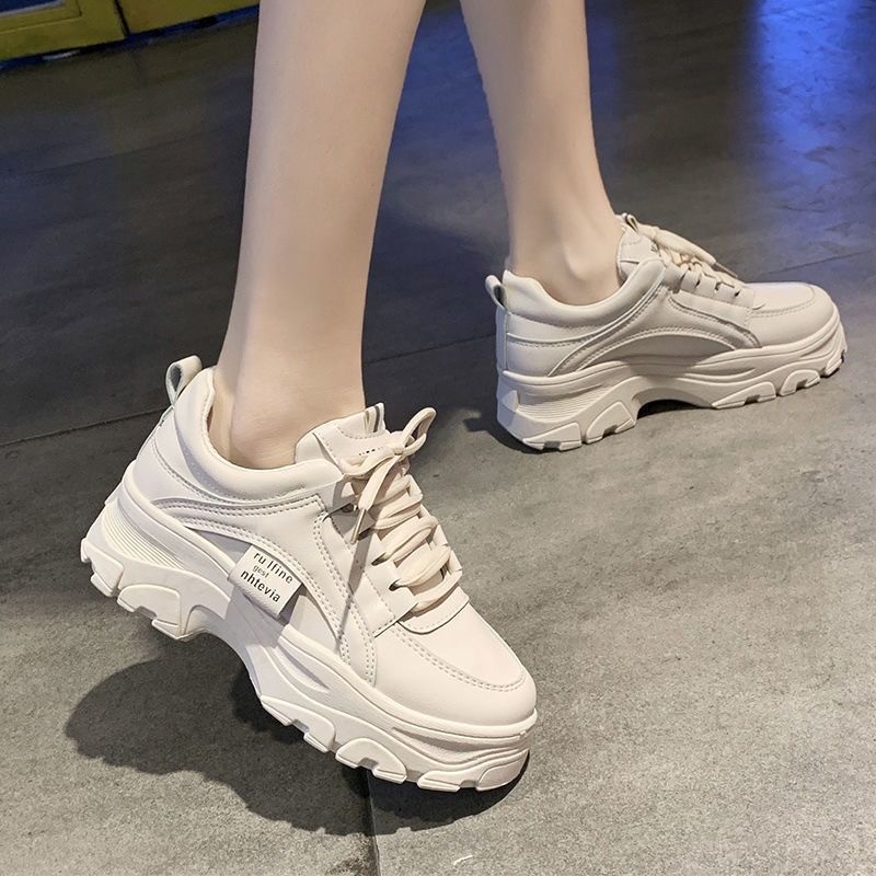 Top quality Brand High Quality New Style Free Delivery Designer Fashion Split Leather Chunky Sneakers White Shoes Lace Up Tenis Feminino Zapatos De Mu