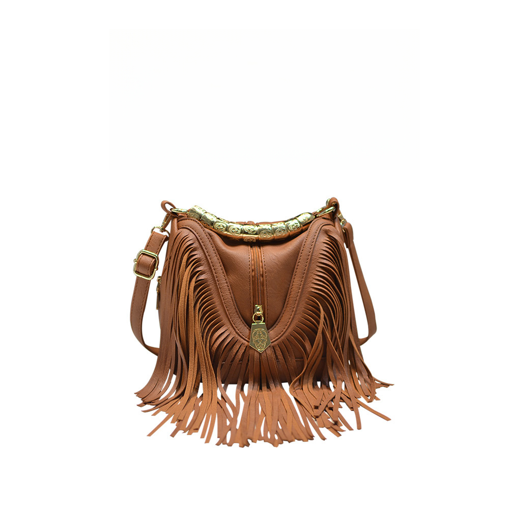 Boho-Chic Large Fringe Messenger Bag Durable Leather Shoulder Handbag