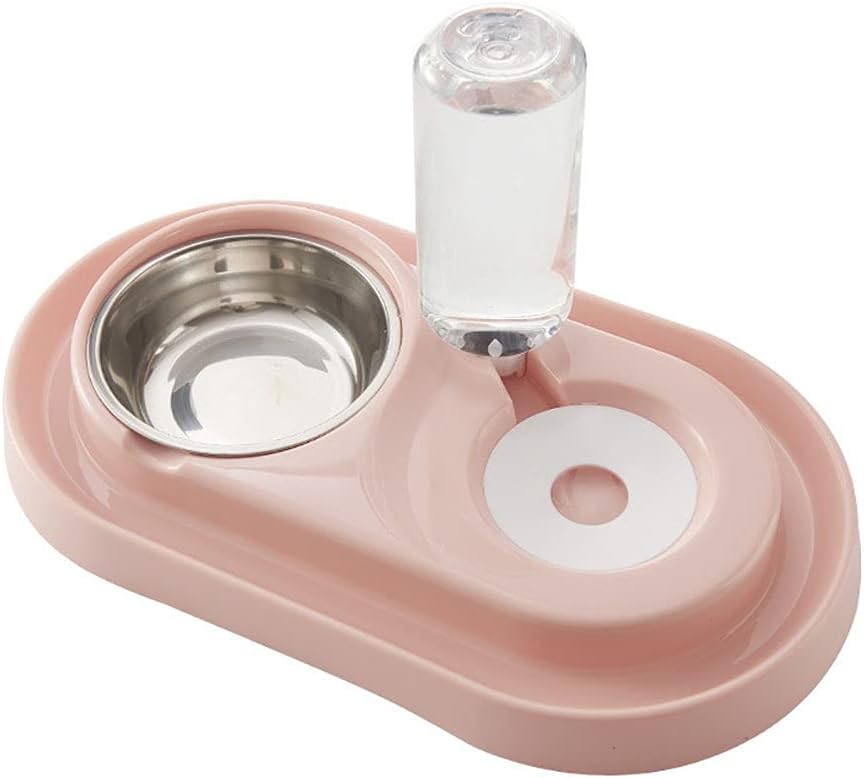 Pet water and food bowl set with automatic water dispenser bottle Detachable stainless steel bowl spill-proof pet feeder