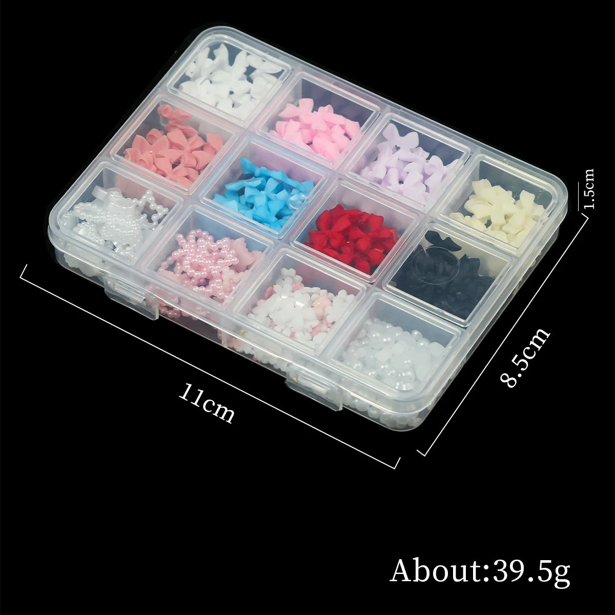 12 GridBox Mixed Resin Bow Knot Nail Art Decoration 3D Acrylic Charm Kawaii Color Water Diamond DIY Hand Tool Parts 250217