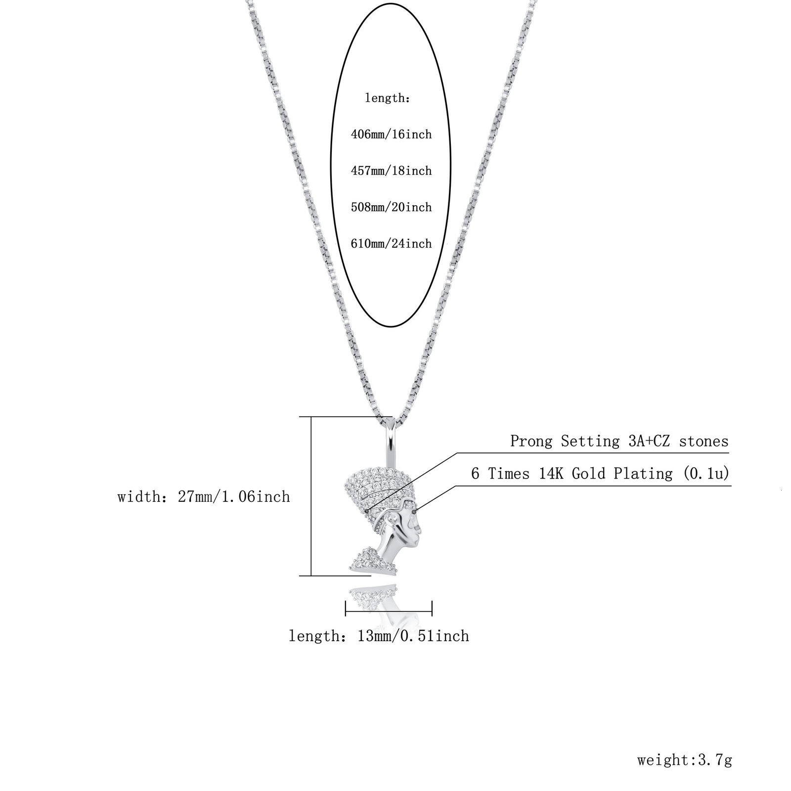 JINAO 925 Sterling Silver Egyptian Pharaoh Pendant Iced Out Hip Hop Zircon Pendant Necklac Fashion Hip Hop Jewelry Gift 250225