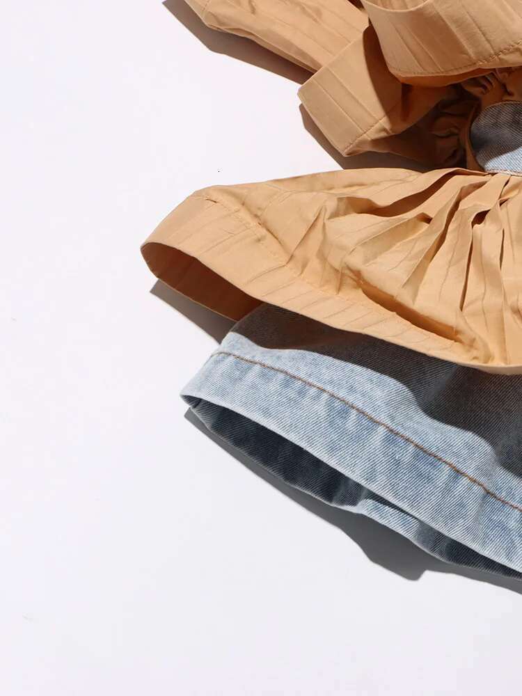 Colorblock Designer Spliced Belt Coats For Women Lapel Long Sleeve Patchwork Ruffles Casual Loose Jacket Female New