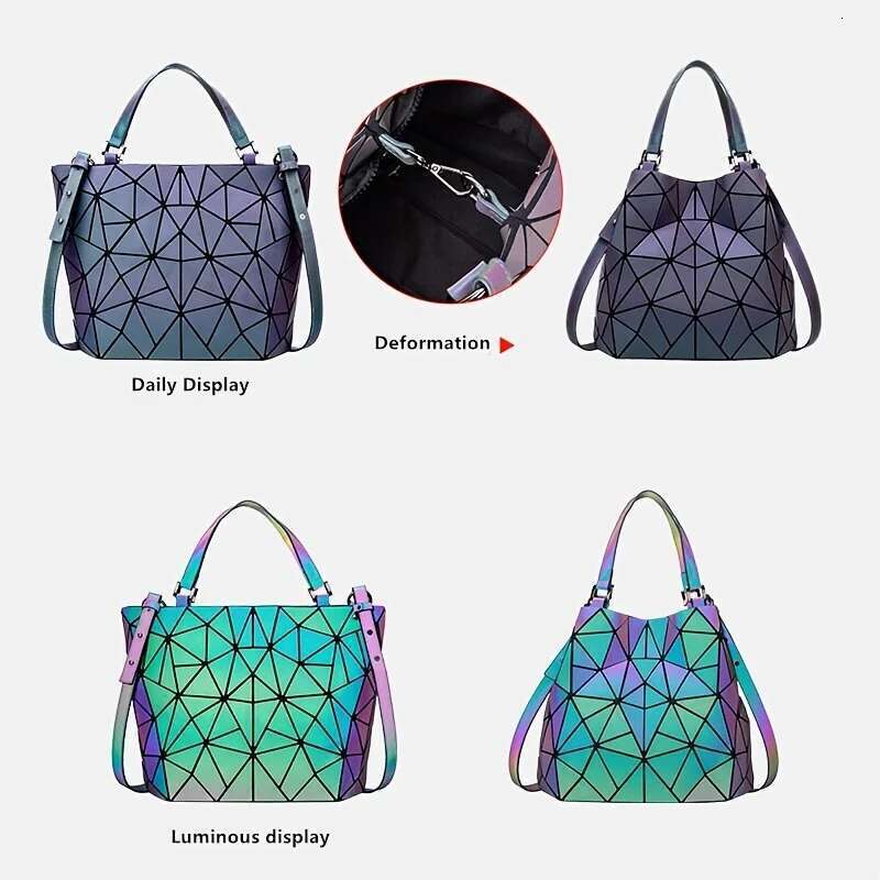 Large Capacity tote Dia Luminous Shoulder Bag Fashion Dazzg Bucket bag Women's fold Deformation Office briefcase