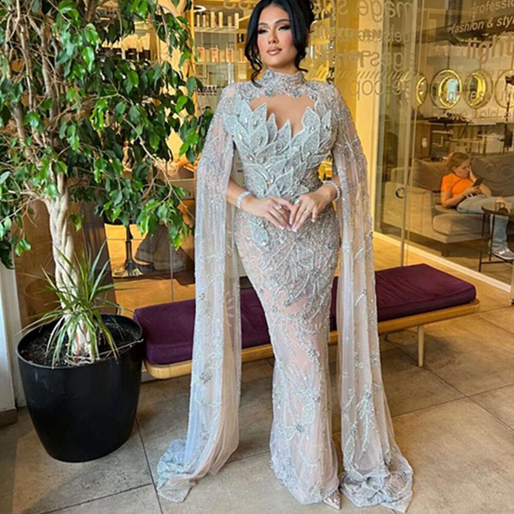 Crystal Mermaid Ball Dress for Women Collar Sexy Evening Party Dresses Exquisite Design prom Dubai High Quality