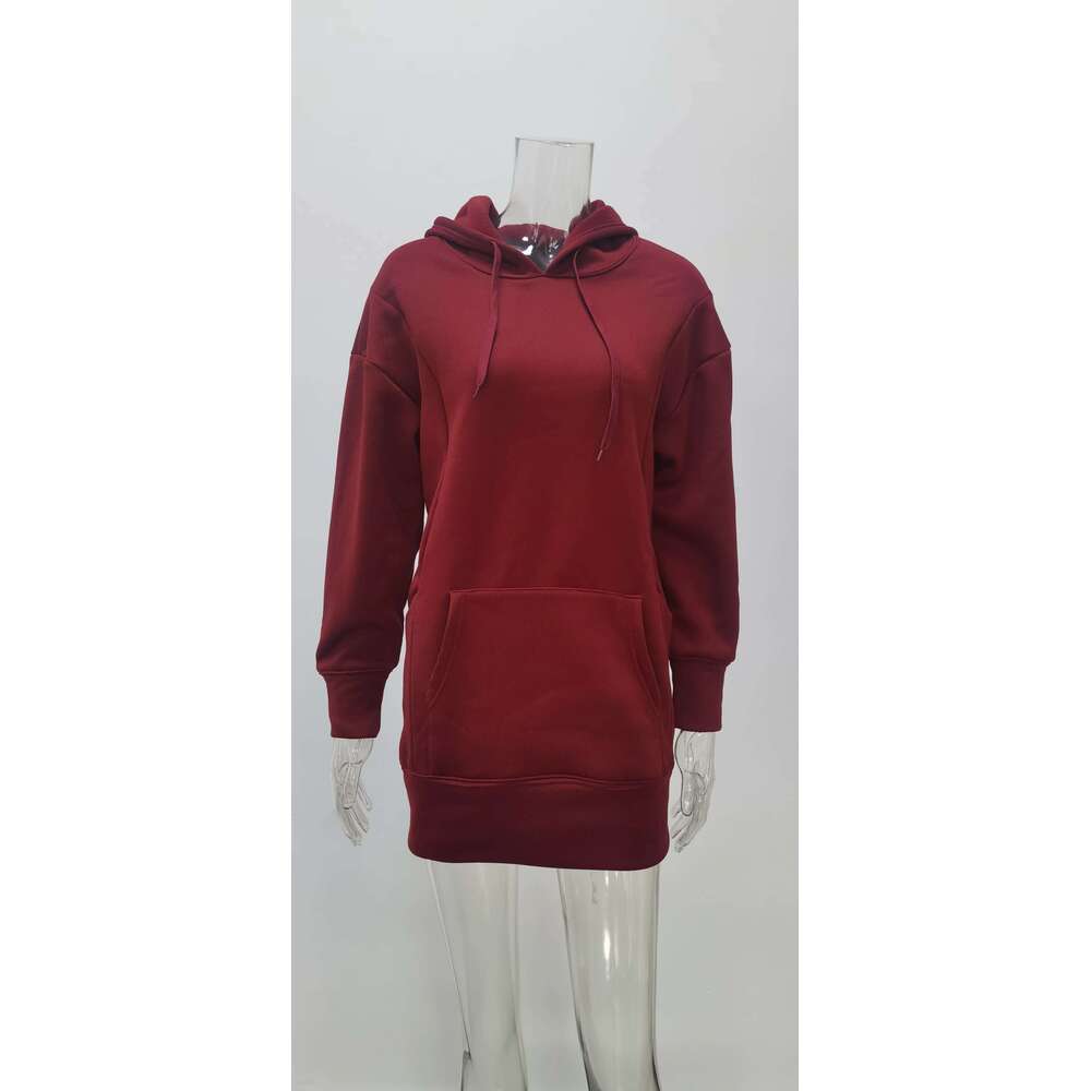 Women Hoodies Dress Oversized Hood Sweatshirts Fleece Winter Solid Casual Blank Custom Warm Clothing