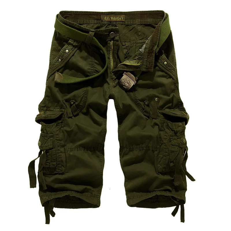 Summer High Quality Cargo Shorts Men Casual Workout Military Mens Multi Pocket Knee Length Short Pants 250214