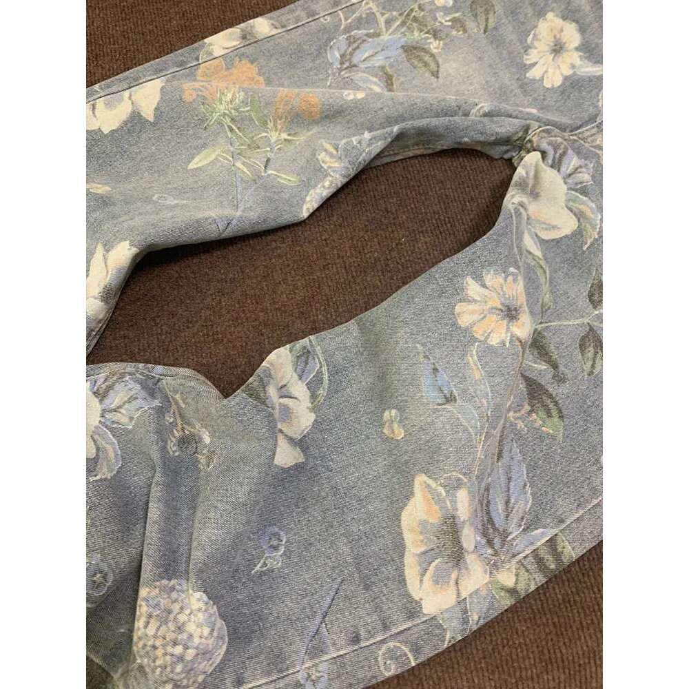 MDNG Fashion Printed Summer Ral Denim Mopping Trousers Korean Style High Street Loose Hip Hop Wide-Leg Jeans