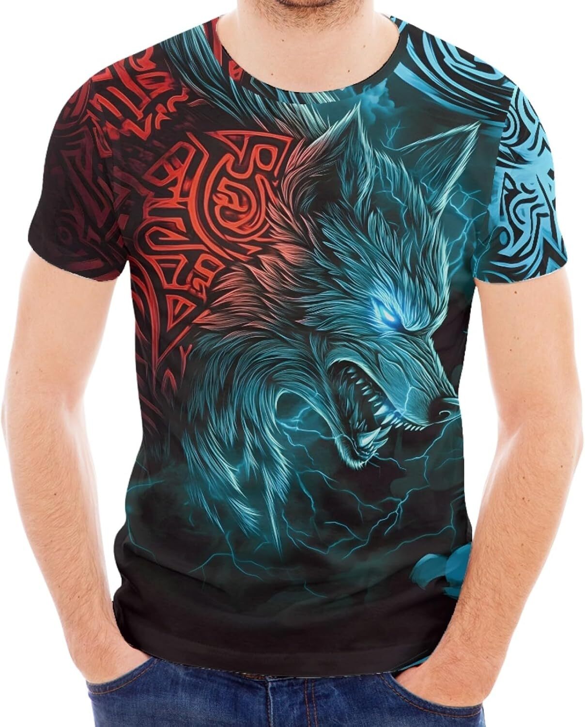 Mens T shirt Men's Vikings T Shirt Tops Novelty 3D Print Norse Mythology Pullover Tee tee Casual tops summer clothes