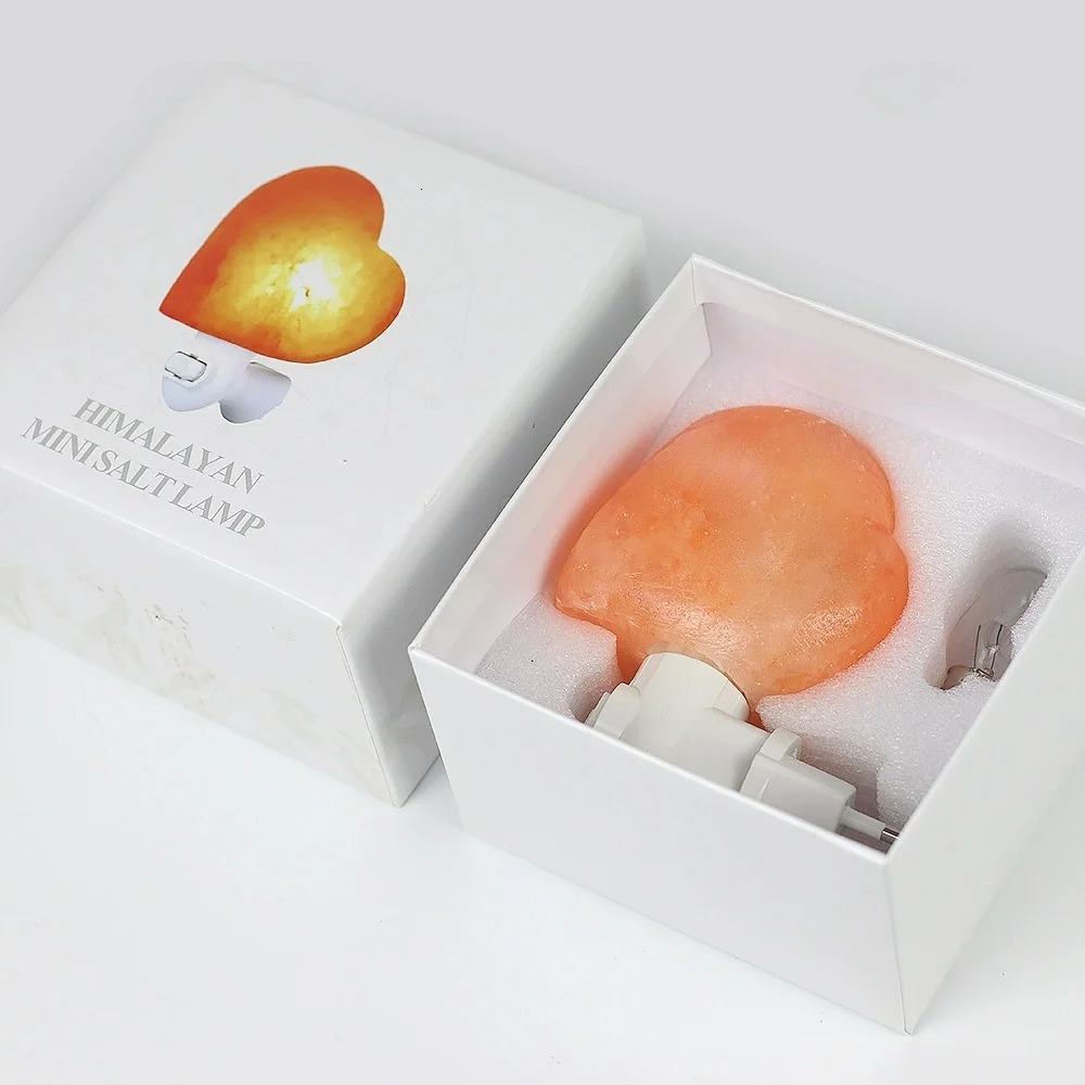 Himalayan Warm White Salt Lamp Night Light Natural Crystal Hand Carved Air Purifying with Plug Release Negative Ions Bedroom 250225